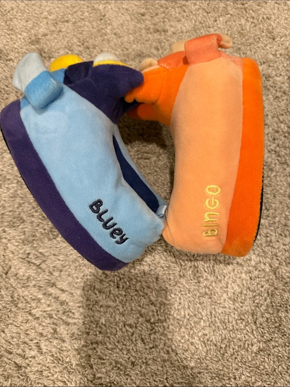 Kids Plush Animal Slippers - Blue and Orange